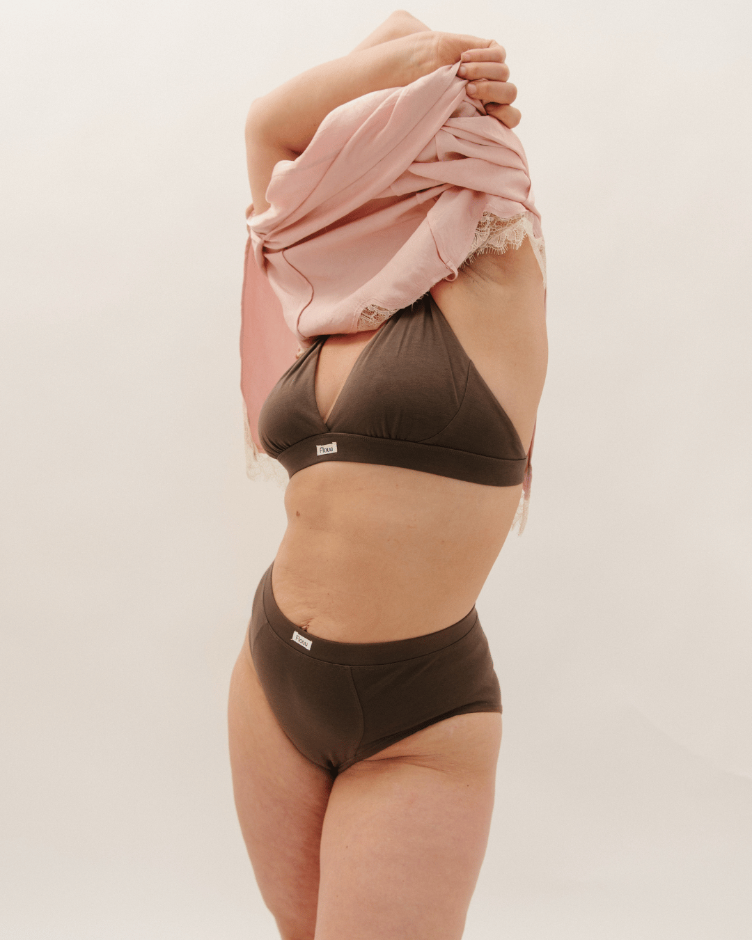 Period Flow Brief - high rise (cotton) - dusty brown
