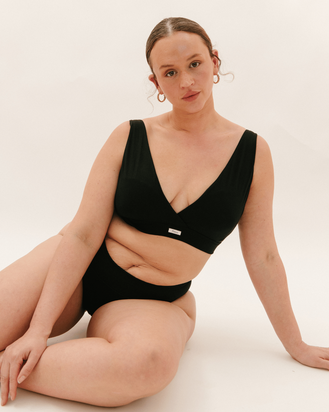 Postpartum Nursing Bra - crossover (lyocell) - black